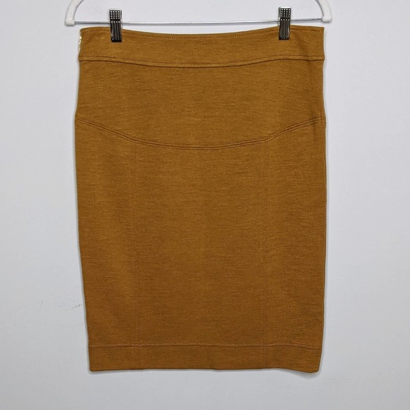 TORY BURCH • Yellow Spice Beverly Wool Blend Knit Pencil Skirt Sz Small - Picture 2 of 8